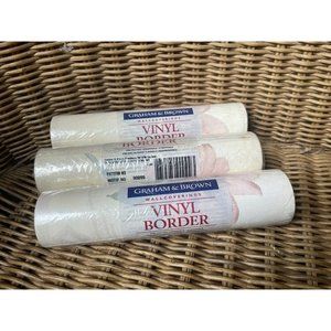 Vtg Graham & Brown Wallpaper Border 90099 Floral Pink Green Pre-Pasted 3 Rolls